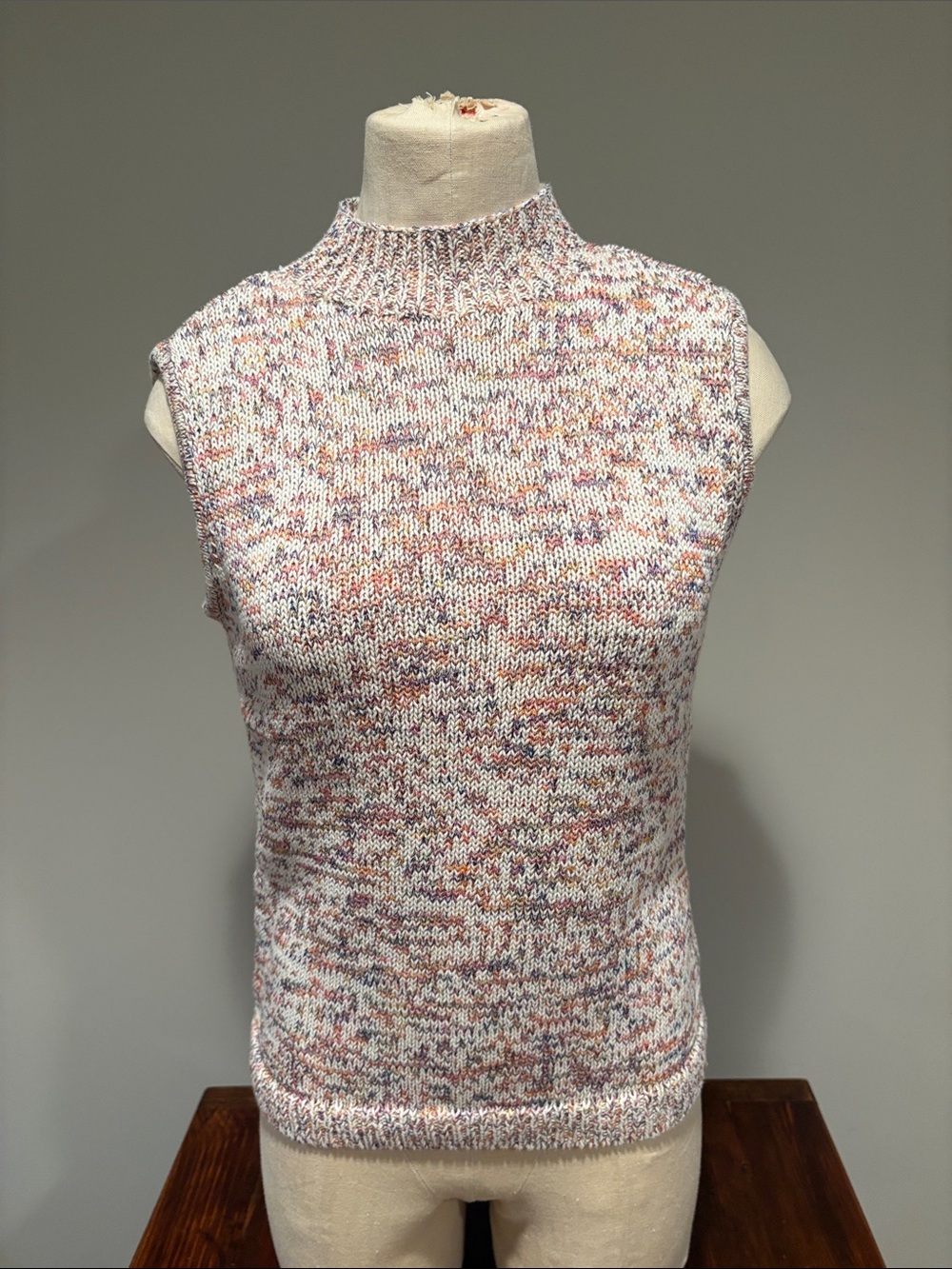 TALBOTS Marled Mock Neck Sweater Vest Top Size SP